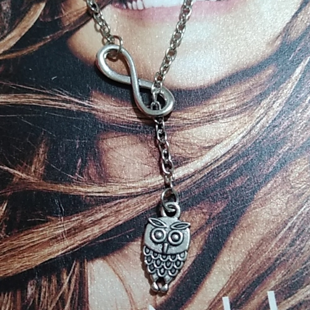🦉Just In🦉 Infinity Owl Silver Tone Necklace - Picture 3 of 4